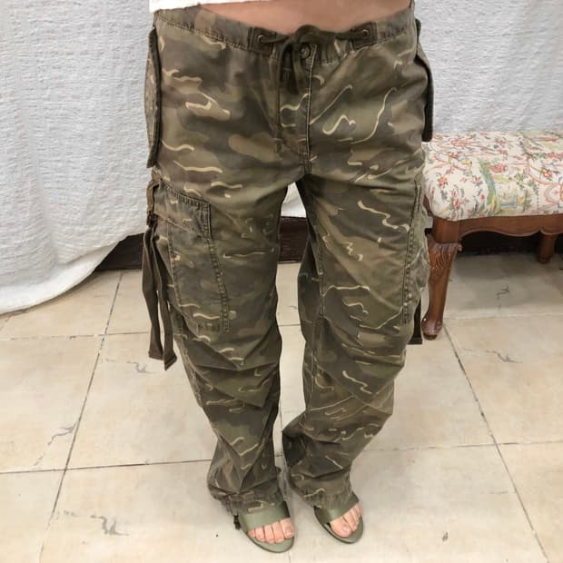 Camo string casual pants