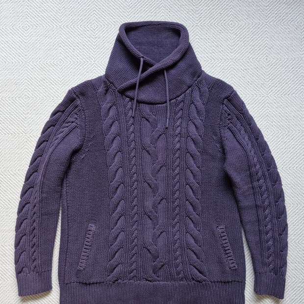 엘엘빈 퍼넬넥 피셔맨 케이블 니트 스웨터 