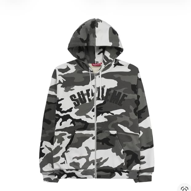 슈프림 아크 써멀 라인드 집업 후드 스웨트셔츠 스노우 카모 - 25FW