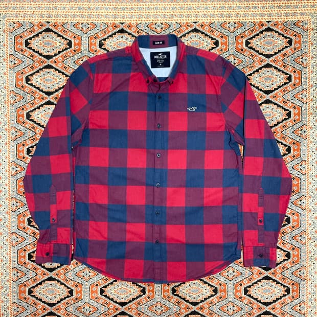 홀리스터 레드 체크 셔츠 남방 남성M