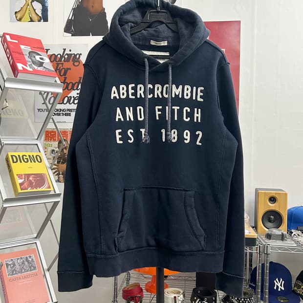 아베크롬비 아플리케 로고 후드티 네이비