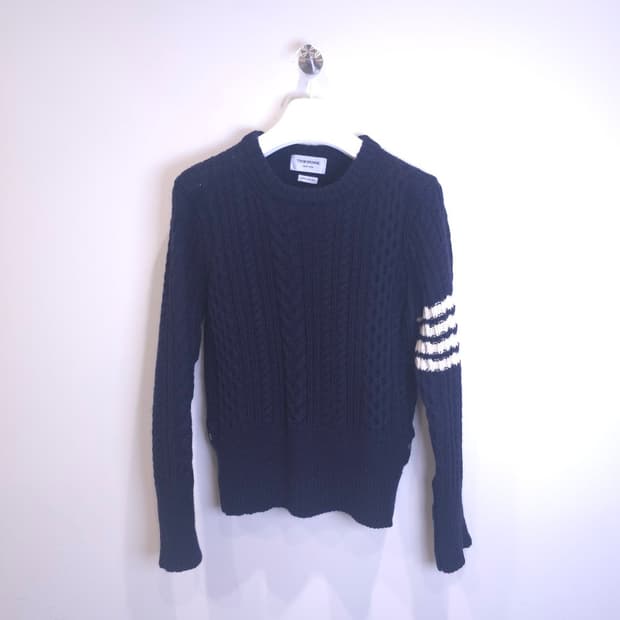 [중고/정품] 톰브라운 아란 케이블 사선 울 니트 3