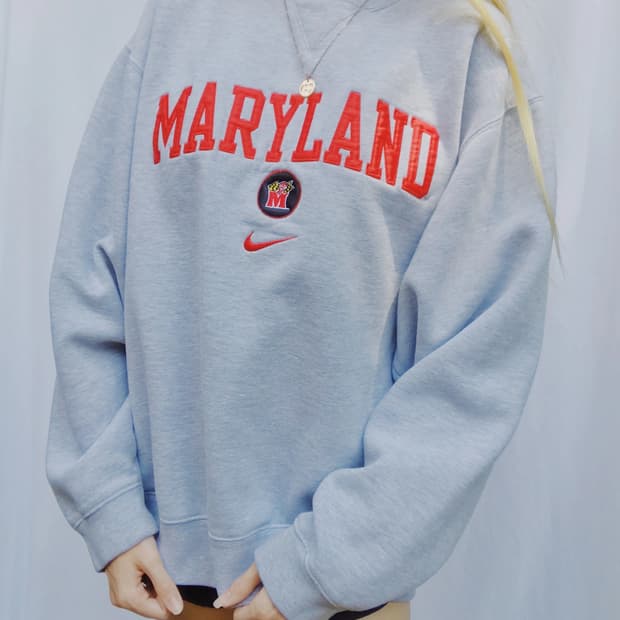 나이키 메릴랜드 패치 자수 맨투맨 스웻셔츠 그레이 XL