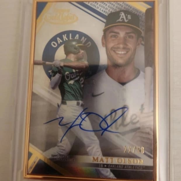 새상품 mlb 오클랜드 타자 멧올슨 친필 사인 오토 그래픽 카드 판매