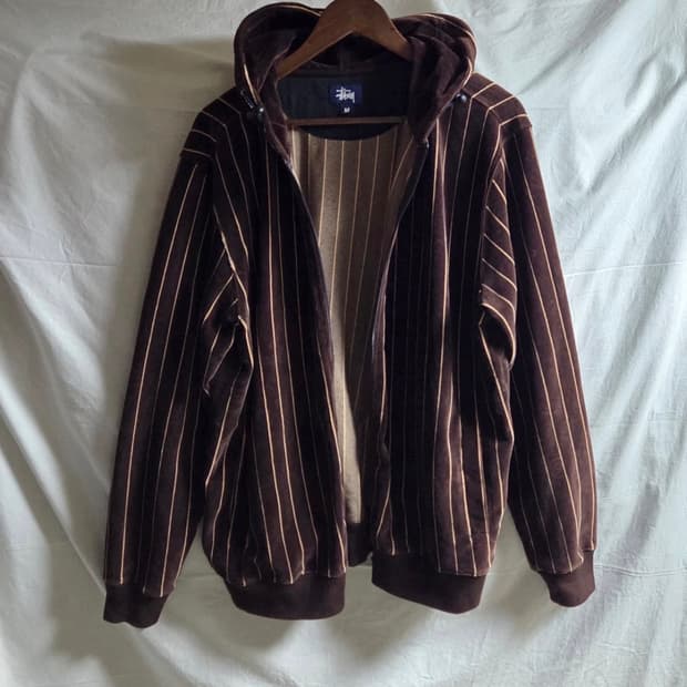 90s올드 스투시 재팬 벨루어 후드 집업 자켓M