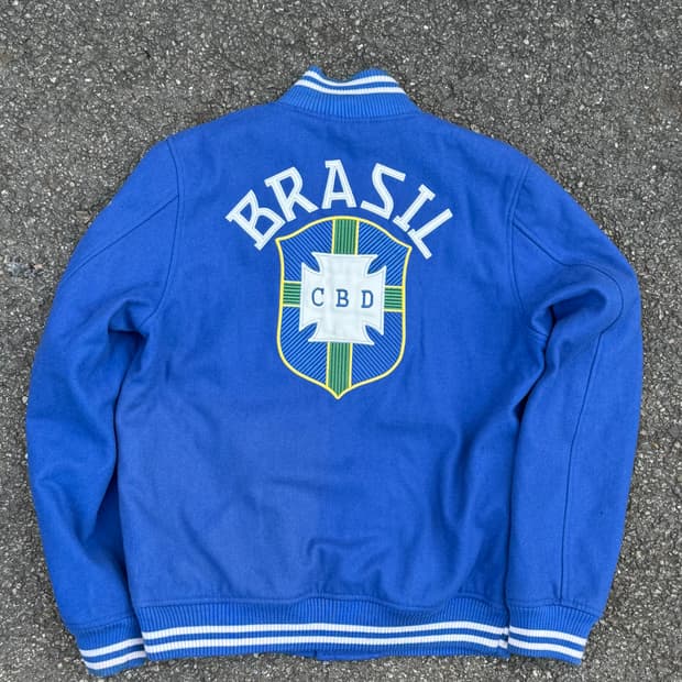 나이키 브라질 축구협회 레더패치 바시티 자켓 