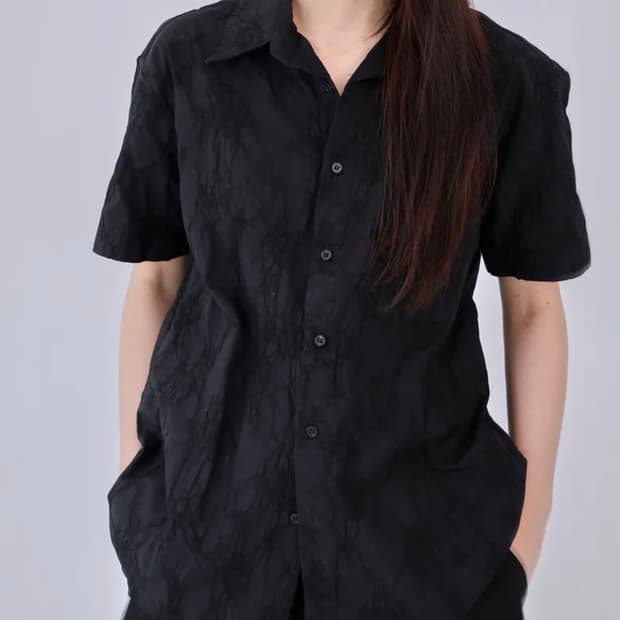 음양 플라워 자카드 셔츠 1사이즈