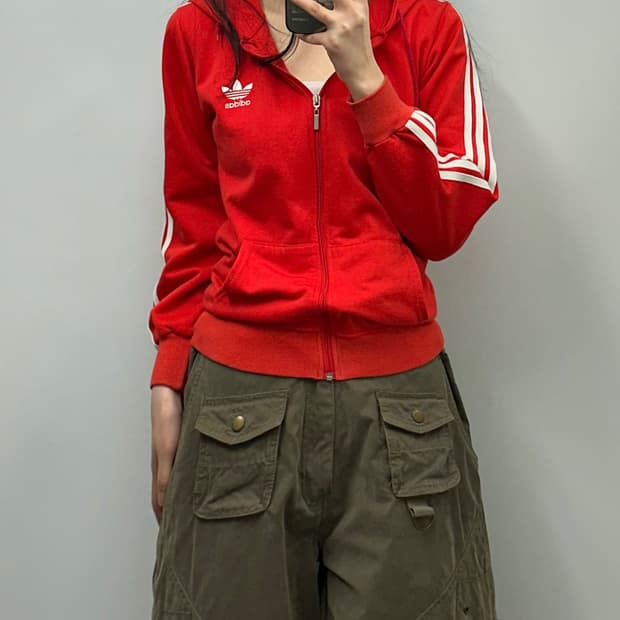아디다스 파이어버드 레드 후드집업