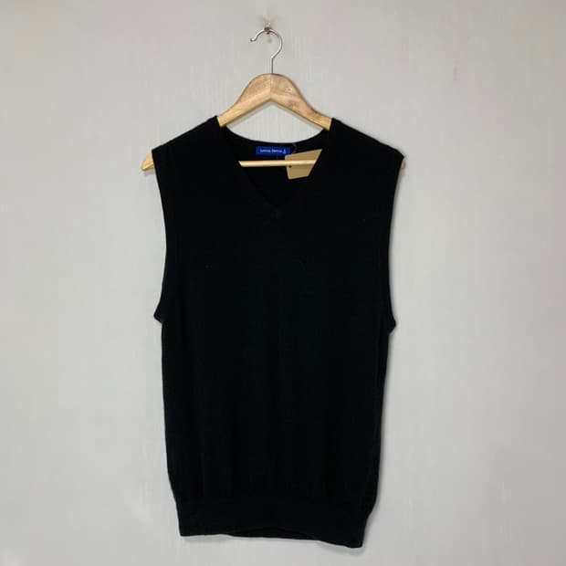 리미티드에디션 블랙 캐시미어 100 니트 조끼 L 빈티지