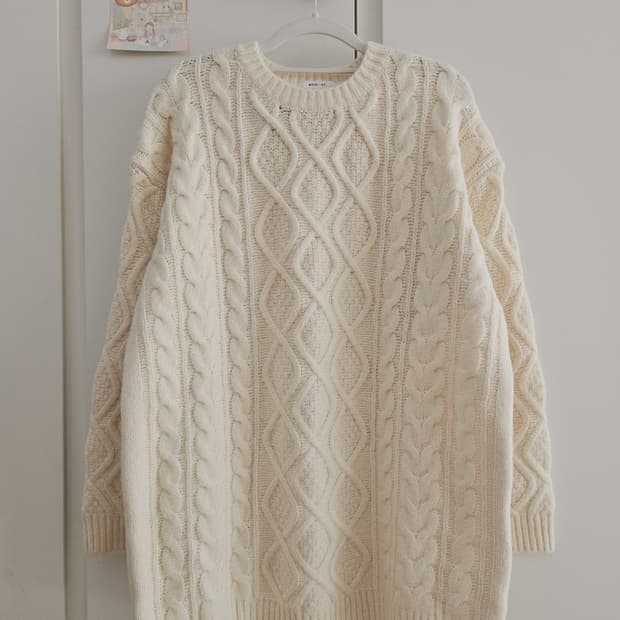 꽈배기 아이보리 니트 원피스