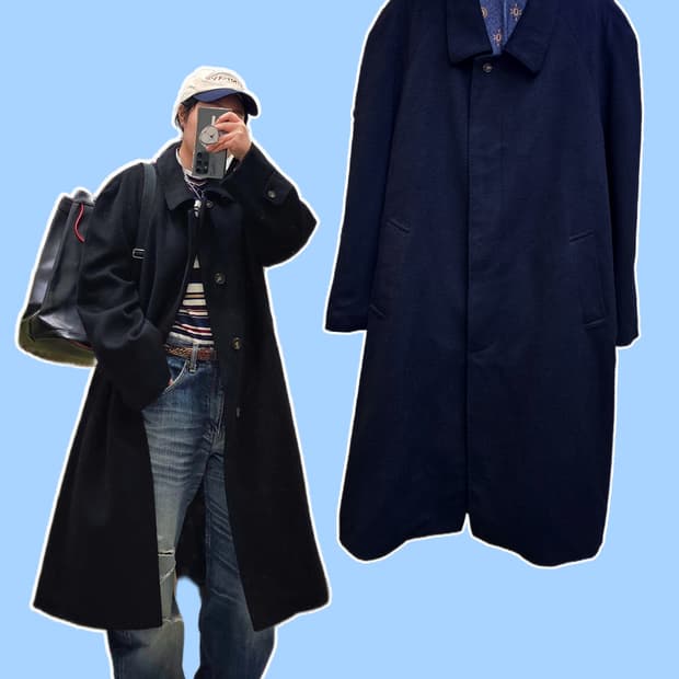 Dicuore 블랙 캐시미어&실크 발마칸 코트