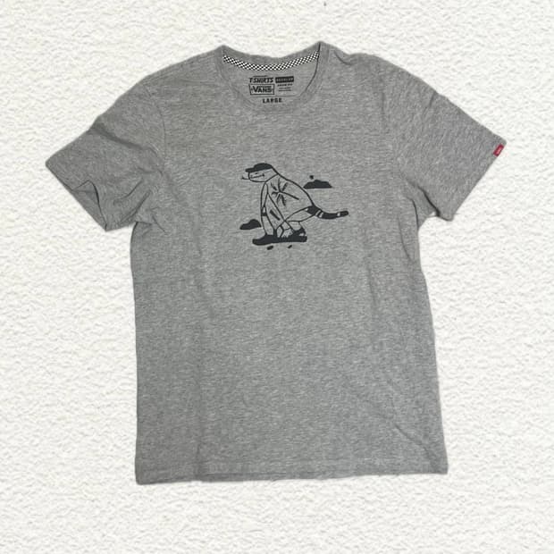 빈티지 VANS 그레이 프린팅반팔티 L