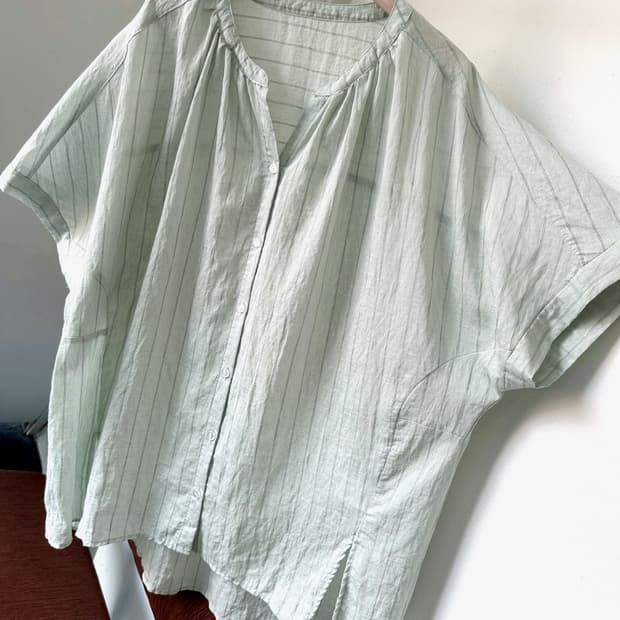 Sheer rayon linen wide design shirt