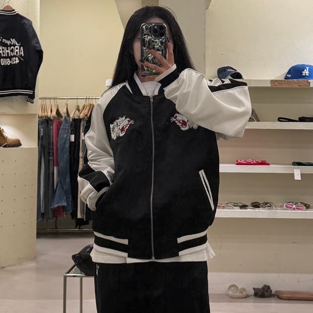 D-LAND 빈티지 백호 자수 스카쟌 U1267