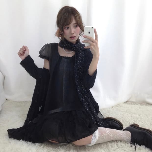 니혼진 도트 코디 set 일본 빈티지 레이어드