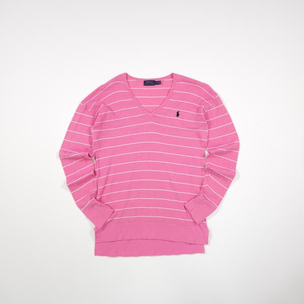 폴로 랄프로렌 스트라이프 브이넥 니트