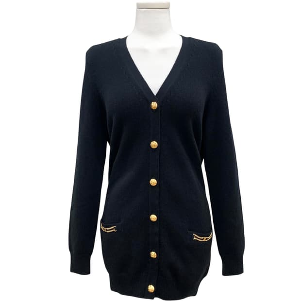 셀린느 로고 체인 캐시미어 롱 가디건