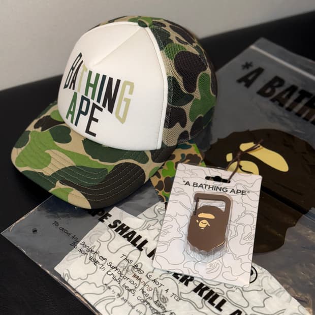 베이프 abc 카모 NYC 로고 메쉬 캡 그린