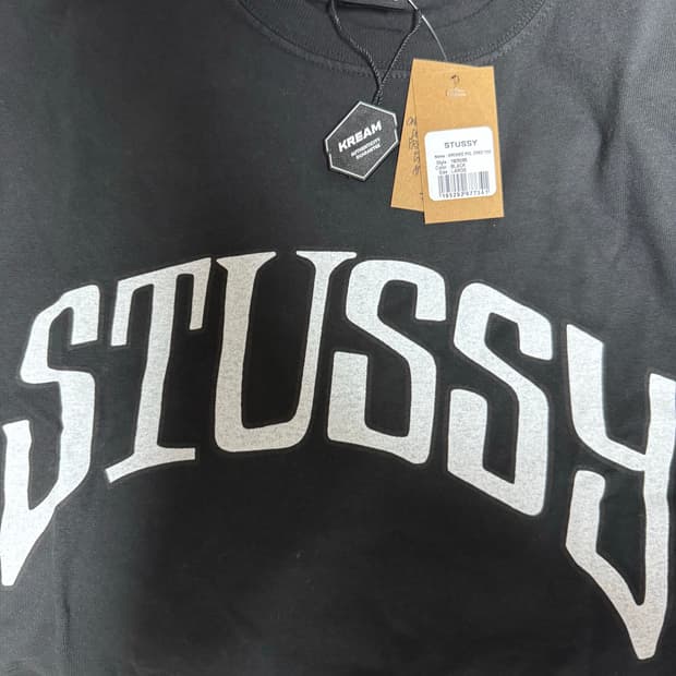 스투시 피그먼트 다이드 아치드 티셔츠 블랙 L
