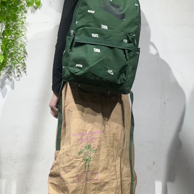 00s 나이키 그린 화이트 스우시 패턴 백팩 가방