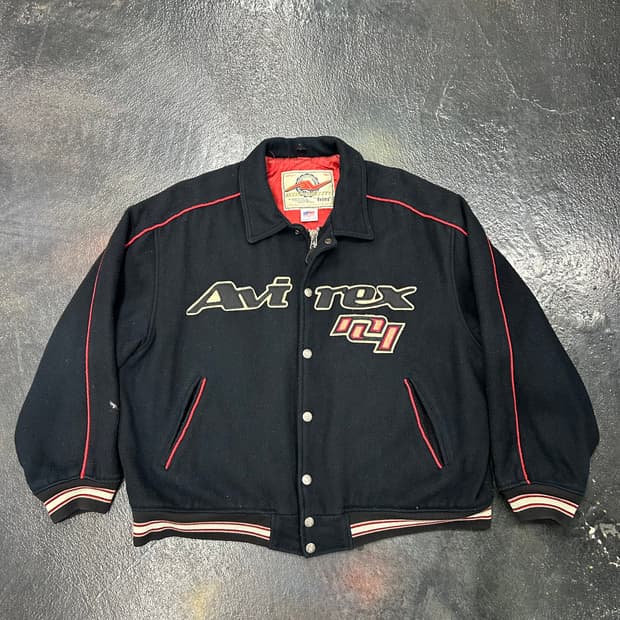 아비렉스 블랙 바시티 자켓