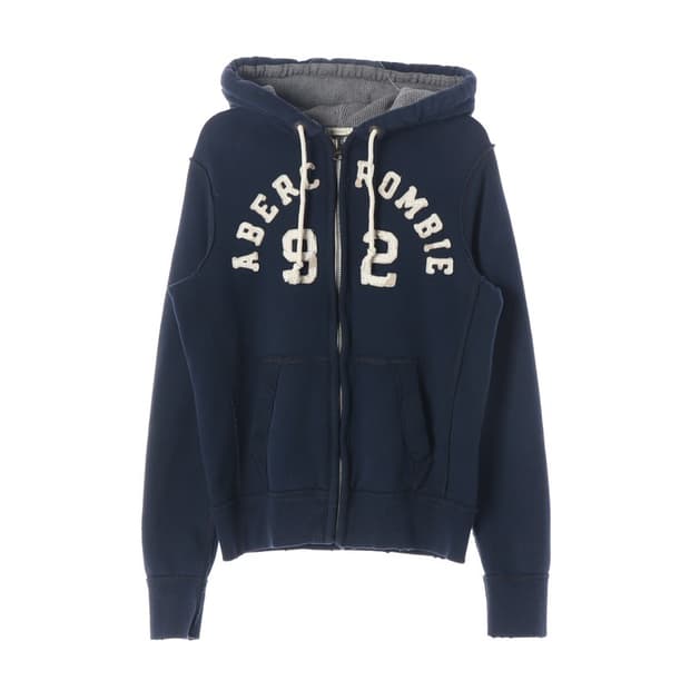 아베크롬비 92 자수 아치로고 빈티지 후드집업 네이비 S