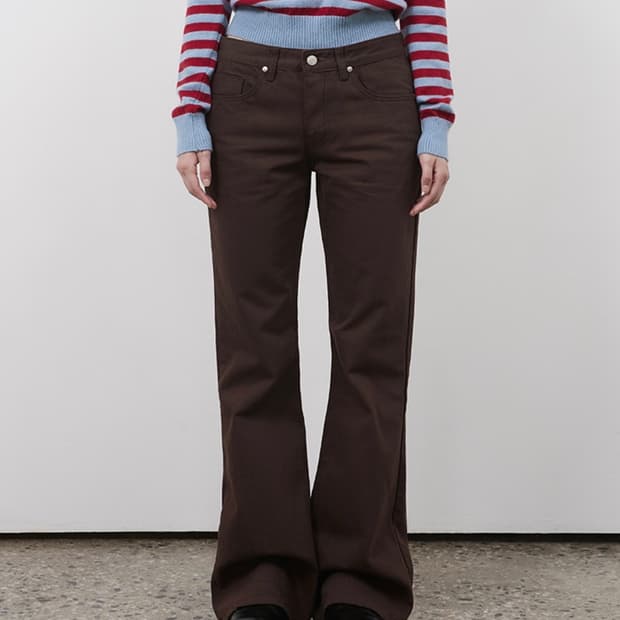 오헤시오 부츠컷 코튼 팬츠 브라운