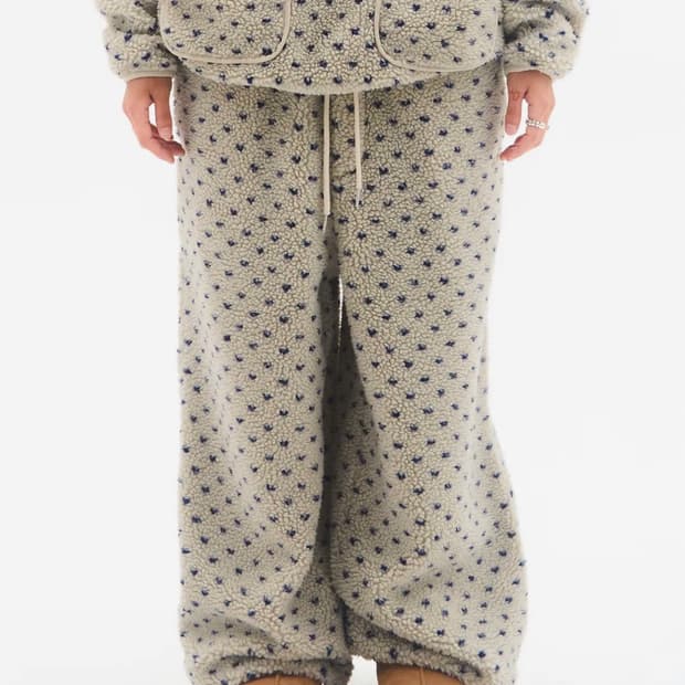 아메스 월드와이드 플리스 와이드 조거팬츠 베이지