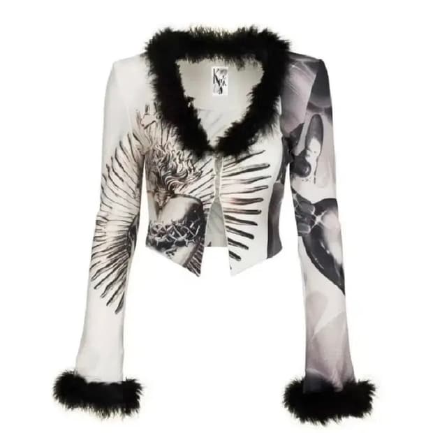 카시코 퍼 가디건 크롬