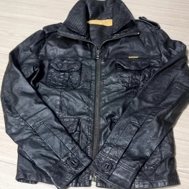 슈퍼드라이 베컴 블랙 가죽 자켓(95)