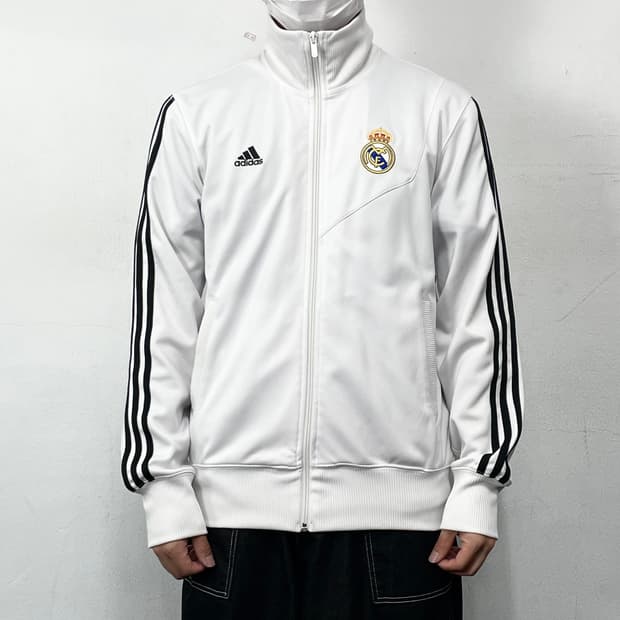 아디다스 화이트 삼선 레알 마드리드 CF 트랙탑 져지자켓