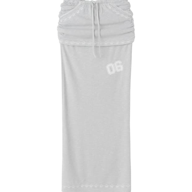 스컬프터 셔링 레이어드 맥시 스커트 그레이