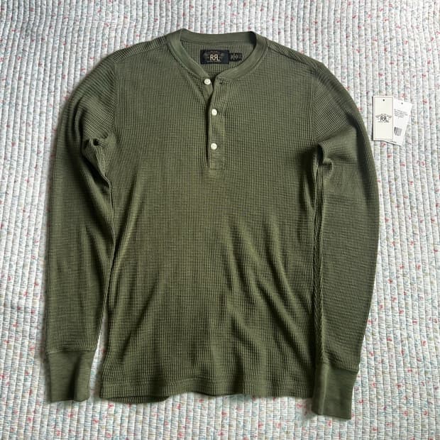 RRL 더블알엘 헨리넥 긴팔 티셔츠 올리브 그린 S