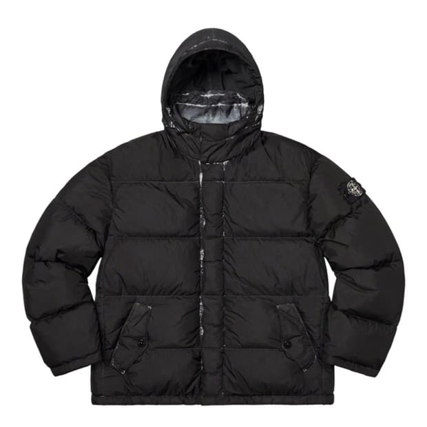 (L) 20FW 슈프림 x 스톤아일랜드 크링클랩스 다운 패딩 블랙