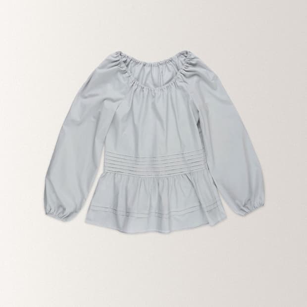 [새상품] 아우로 코튼 핀턱 블라우스 (pale blue)