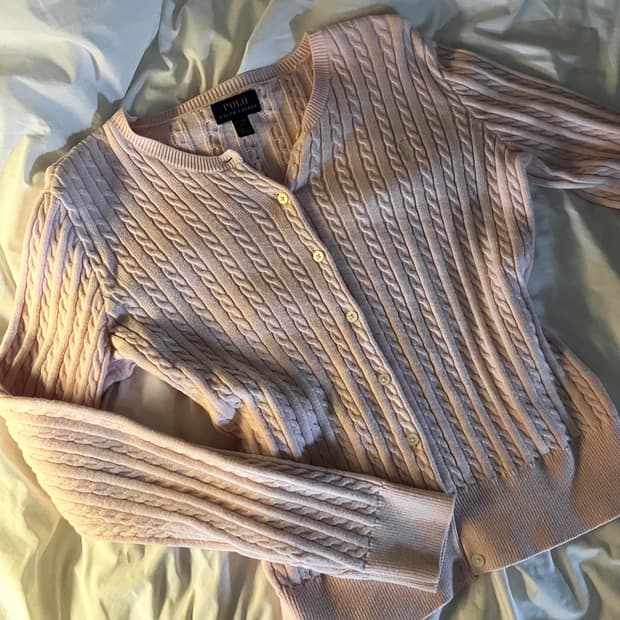 폴로 랄프 로렌 가디건 xl 딸기우유색 🍰(실착사진o)