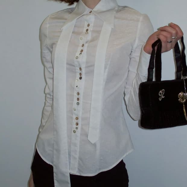 스컬프터 타이 버튼 다운 셔츠 화이트 M