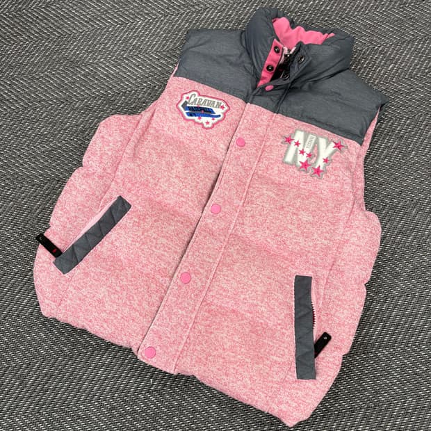 MLB 핑크색 패딩 조끼