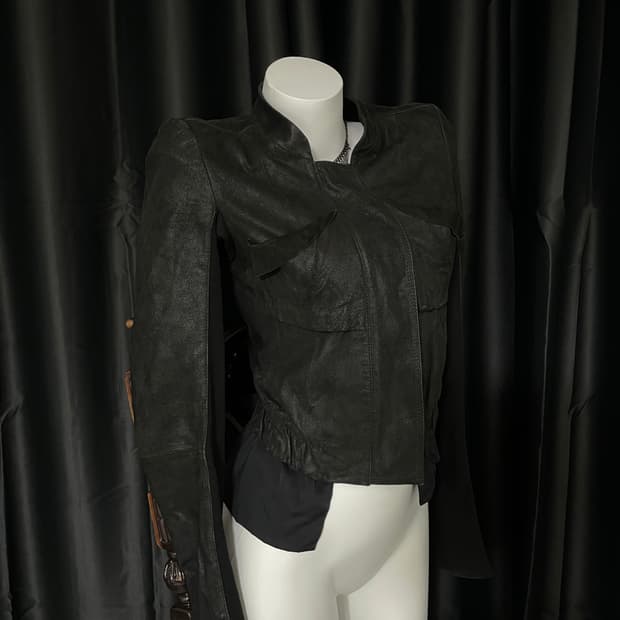 Time Goat Skin Layered Leather Jacket