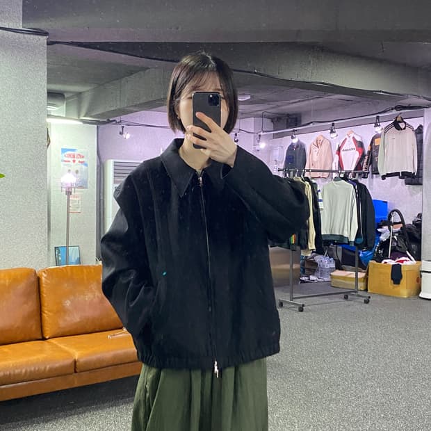 쿠어 블랙 울 블루종 플리치 투웨이 자켓 B4546