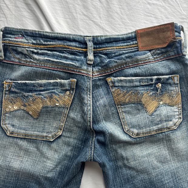 deisel row rise semi boots cut jeans
