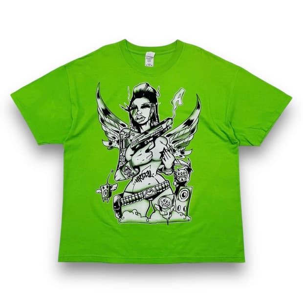 트리플 A 올드스쿨 펑크 걸 타투 아트 반팔 티셔츠