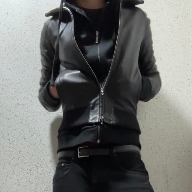 리튬 옴므 램스킨 하이넥 레더가죽 자켓