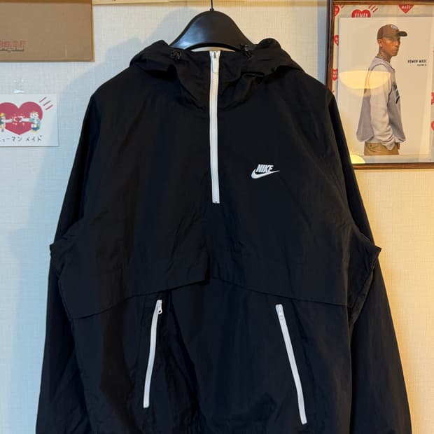 (XL)나이키 스우시 우븐 아노락 자켓 블랙