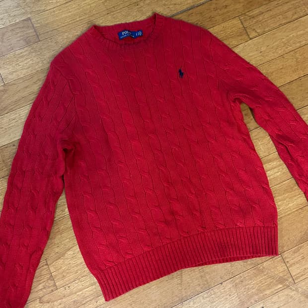 폴로 랄프로렌 꽈배기 니트 레드 S사이즈