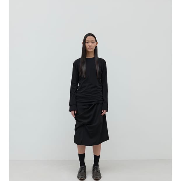 리포스 Midi Drape Skirts 미디 드레이프 스커트 블랙