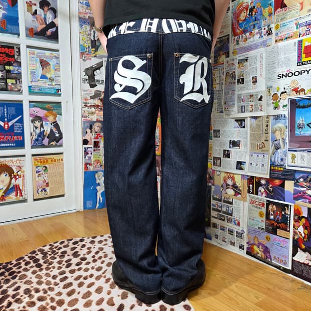 JPN 옥토퍼스 아미 프린팅 생지 데님 팬츠