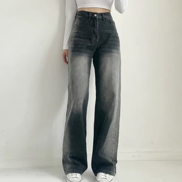 흑청 워싱 바지 S