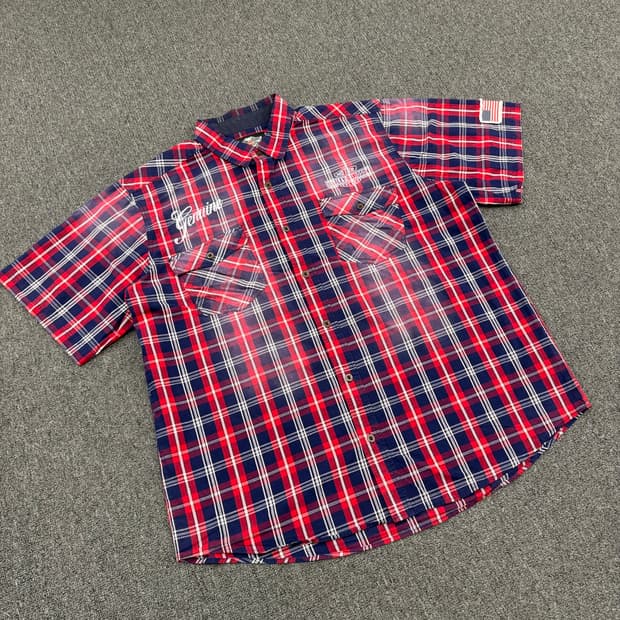 2XL)할리데이비슨 빈티지 체크 반팔 셔츠