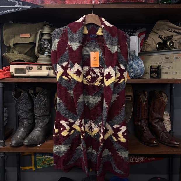 폴로 랄프로렌 신형 네이티브 패턴 벨티드 니트 가디건 N50